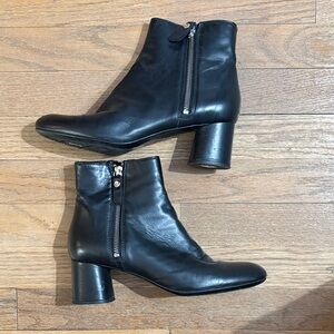 Agl Black Leather Side-Zip Ankle Boots